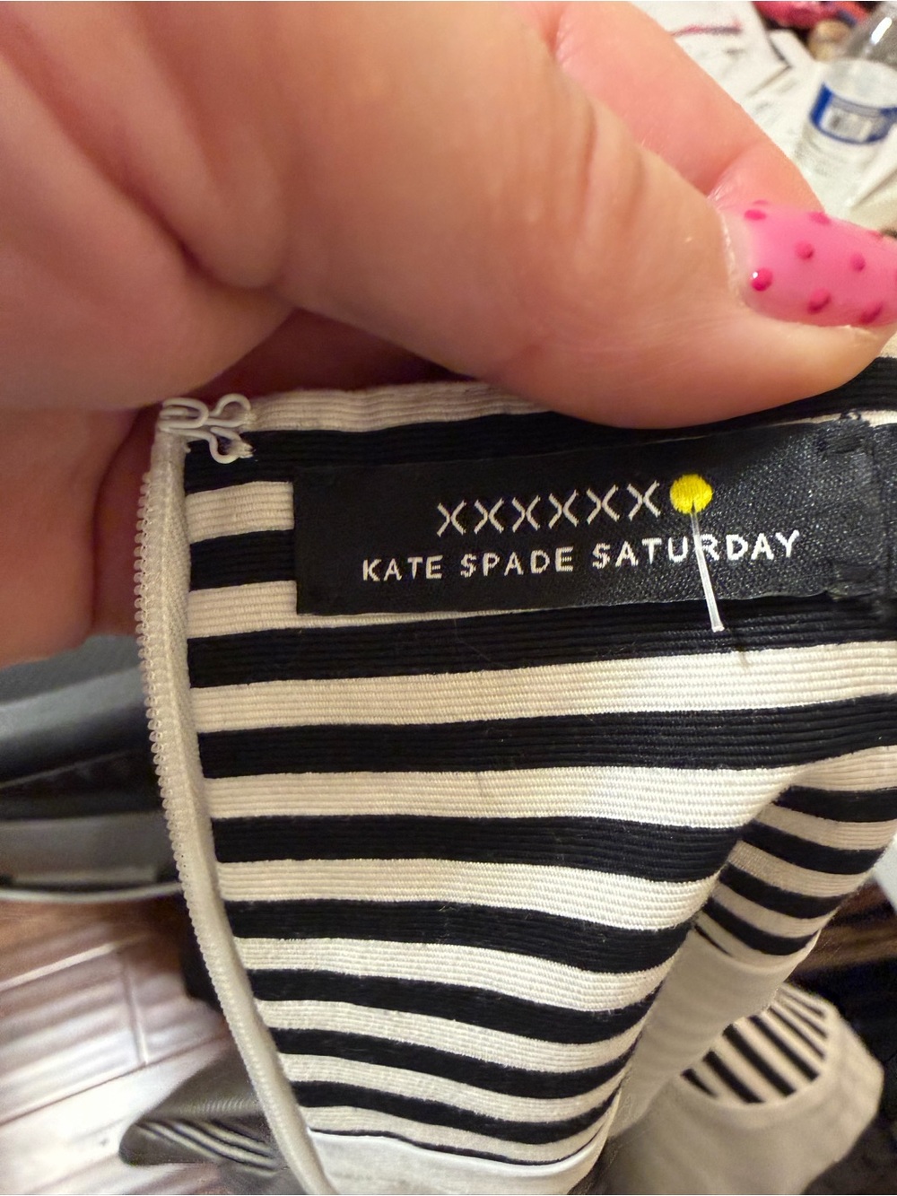 Kate Spade Black White Striped Fit & Flare Skater Dress Sleeveless Chic - Picture 7 of 8